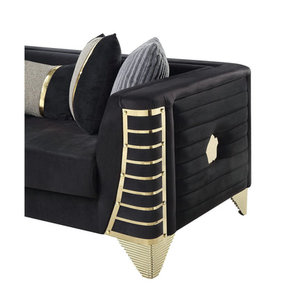 Donovan S4010 Sofa Set Black and Gold
