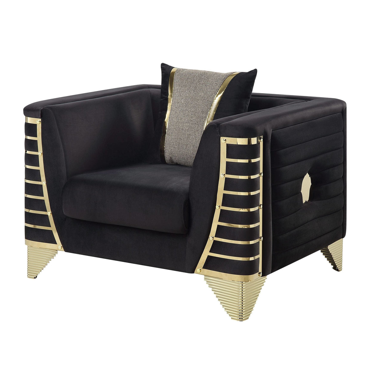 Donovan S4010 Sofa Set Black and Gold