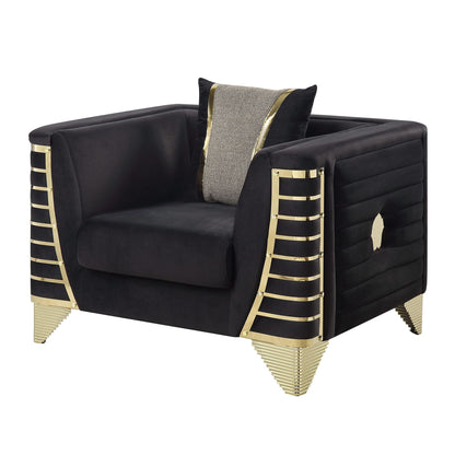 Donovan S4010 Sofa Set Black and Gold