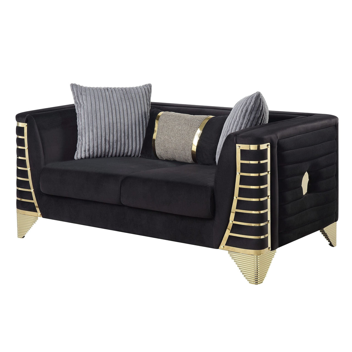 Donovan S4010 Sofa Set Black and Gold