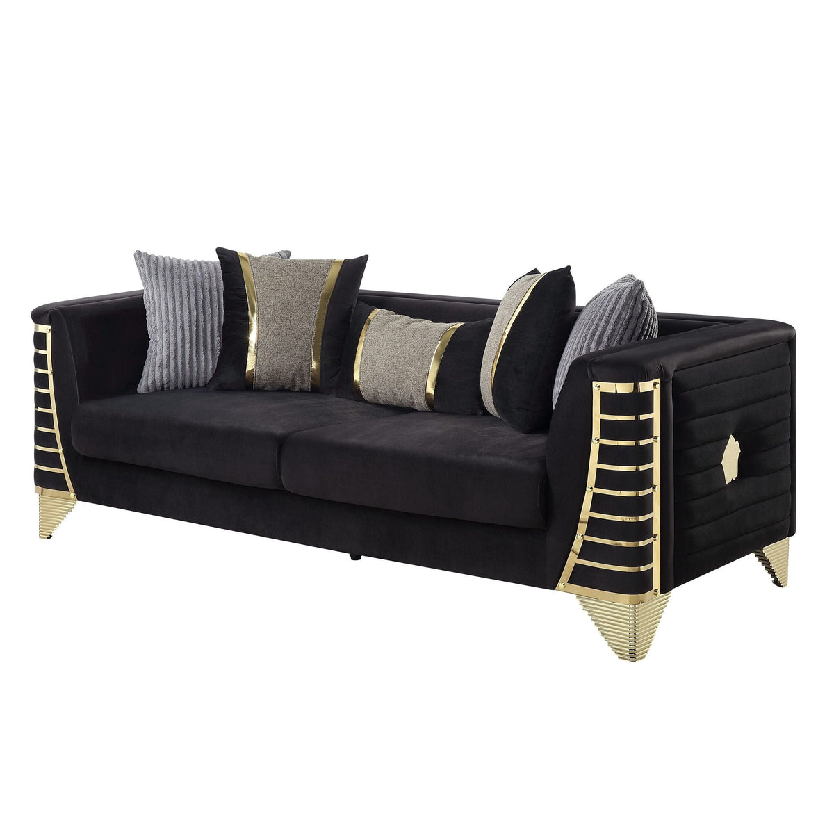 Donovan S4010 Sofa Set Black and Gold