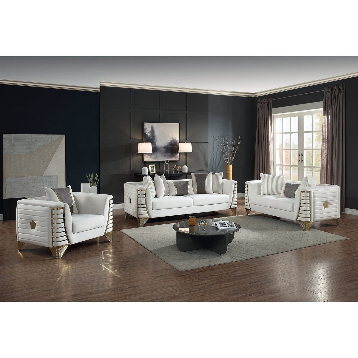 S4010 Donovan Sofa Cream and Gold