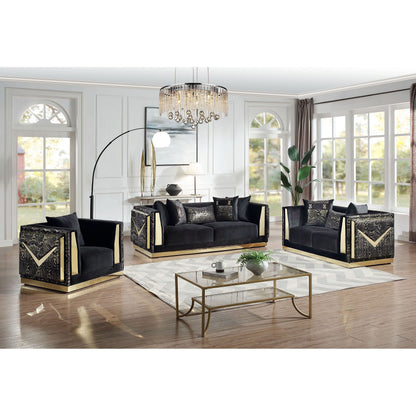 Monaco S4030 Living Room Set Black and Gold