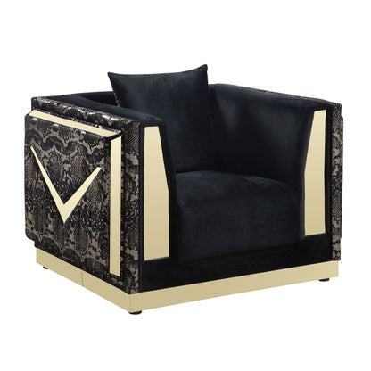 Monaco S4030 Living Room Set Black and Gold
