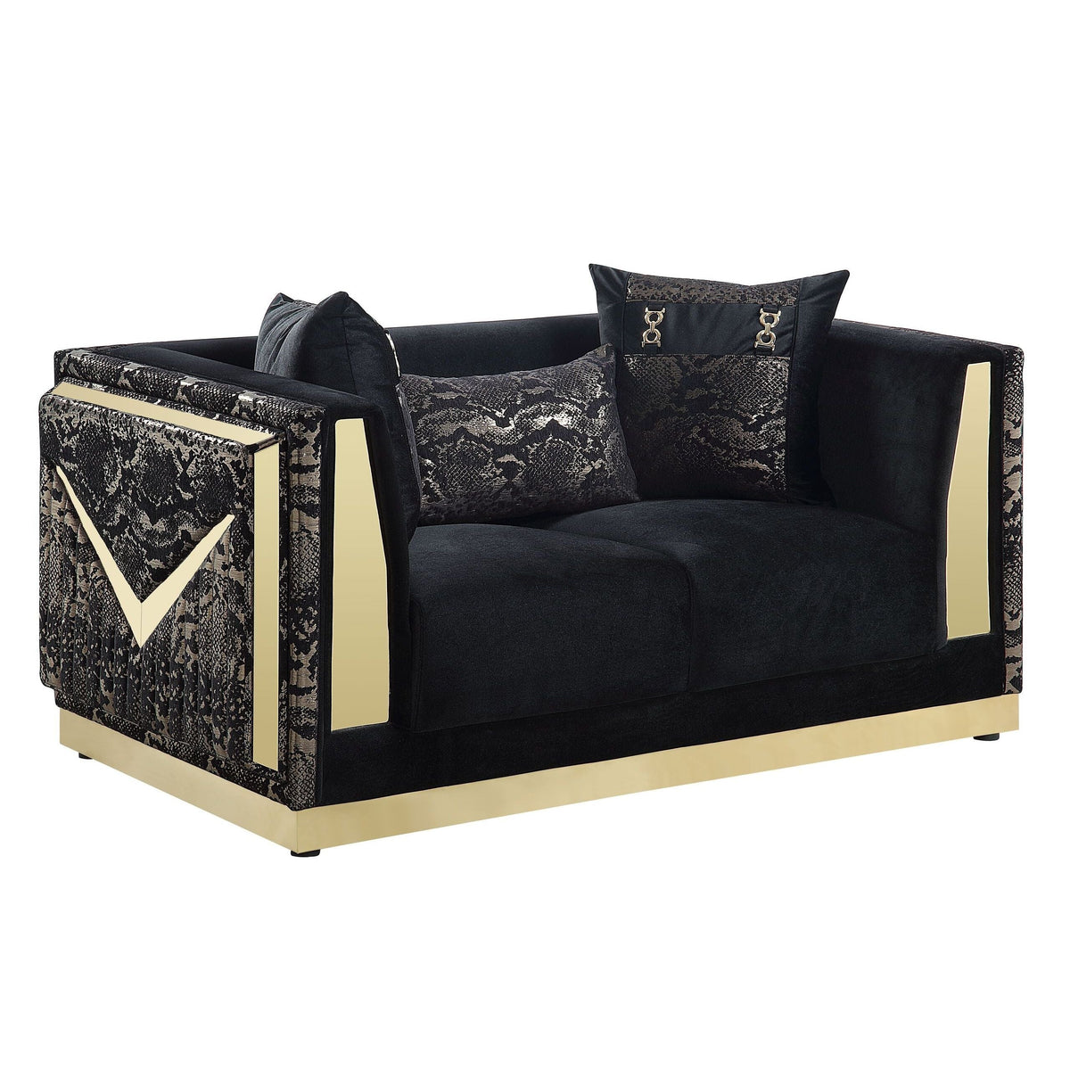 Monaco S4030 Living Room Set Black and Gold