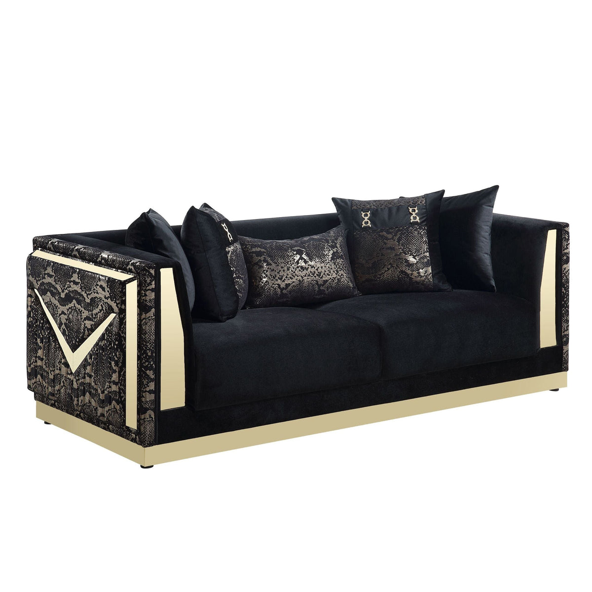 Monaco S4030 Living Room Set Black and Gold