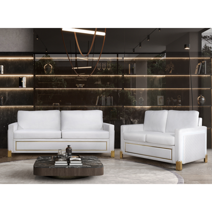 S9060 Glamor Collection Living Room Set White and Gold