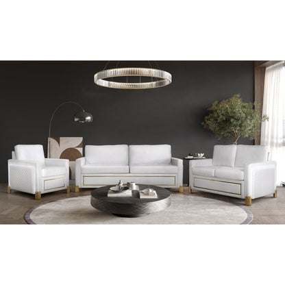 S9060 Glamor Collection Living Room Set White and Gold