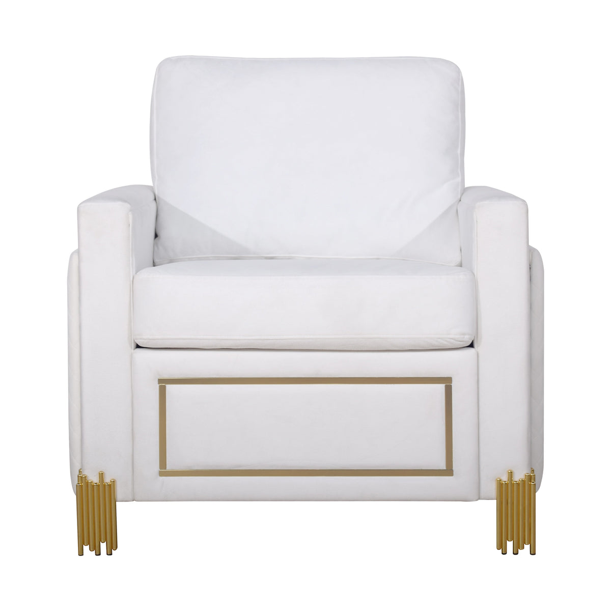 S9060 Glamor Collection Living Room Set White and Gold