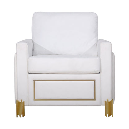 S9060 Glamor Collection Living Room Set White and Gold