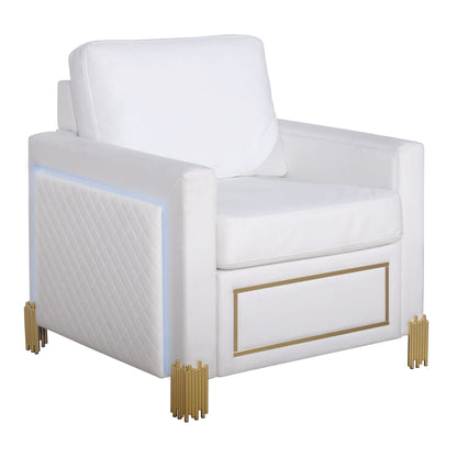 S9060 Glamor Collection Living Room Set White and Gold