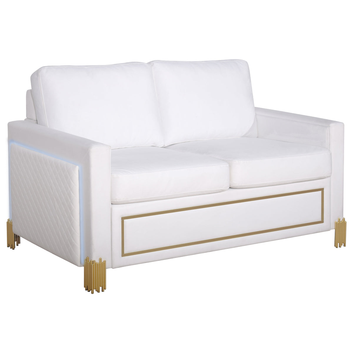 S9060 Glamor Collection Living Room Set White and Gold