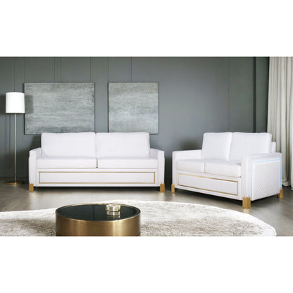 S9060 Glamor Collection Living Room Set White and Gold