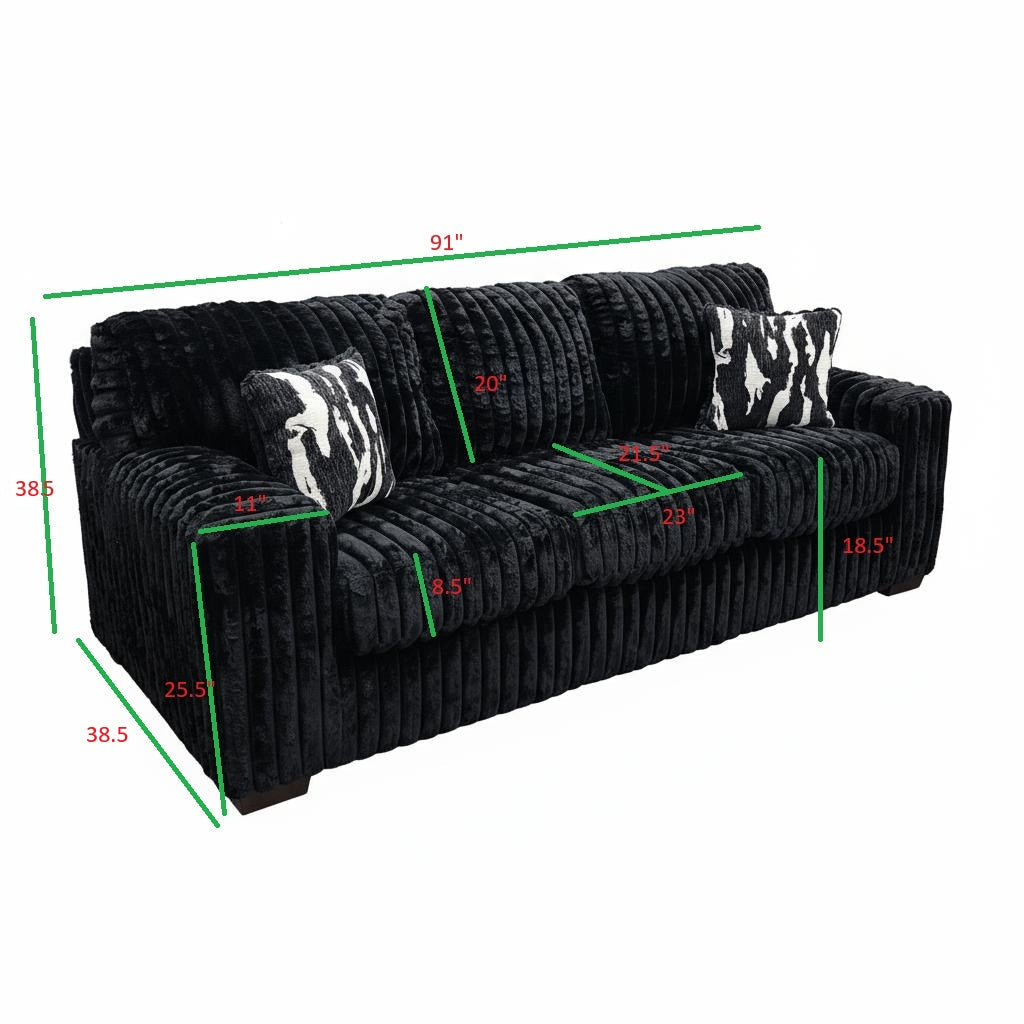 S319 2-Piece Sofa and Loveseat Set Black