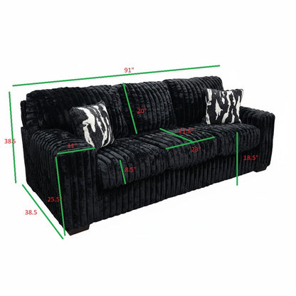 S319 2-Piece Sofa and Loveseat Set Black