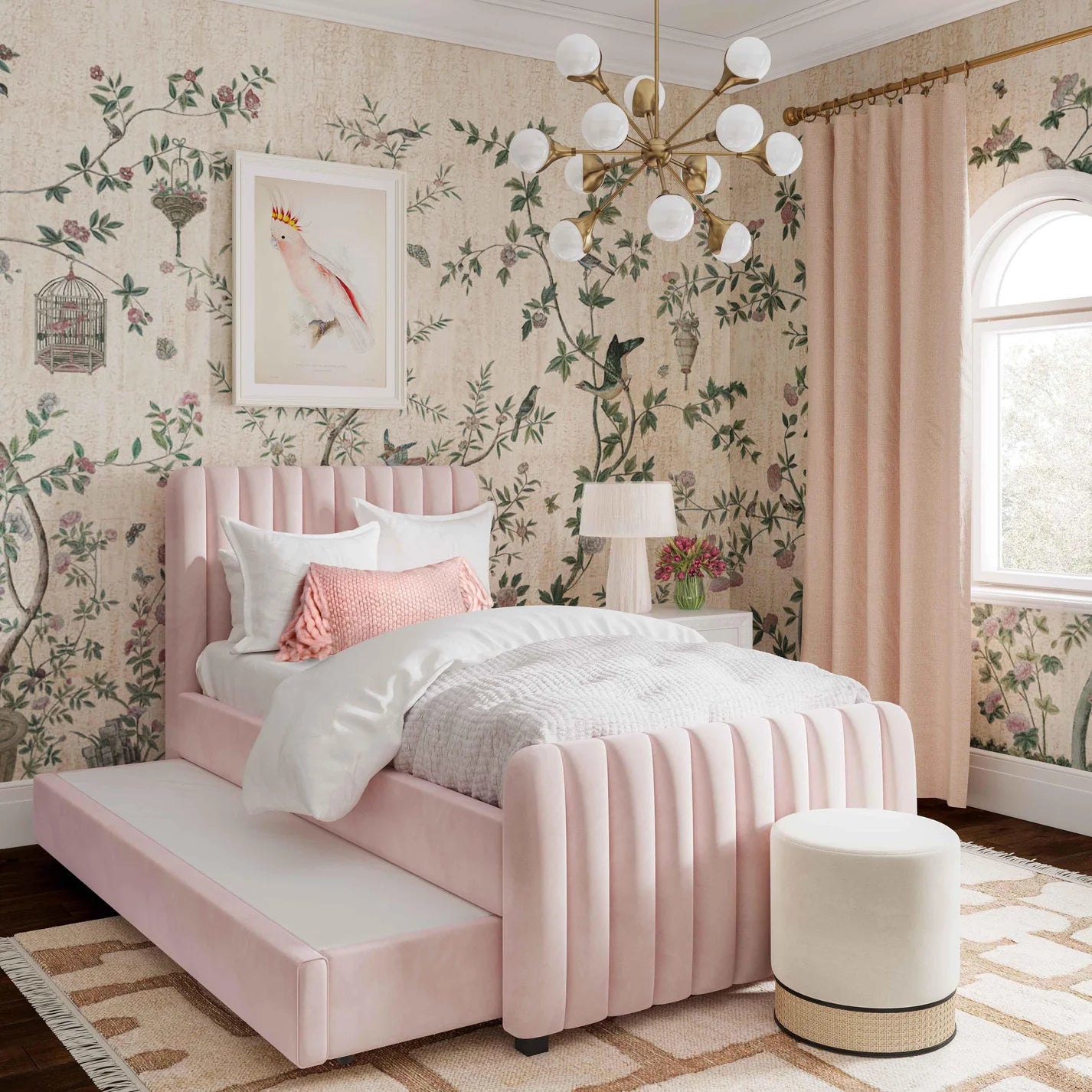 Angela Velvet Trundle Bed in Twin
