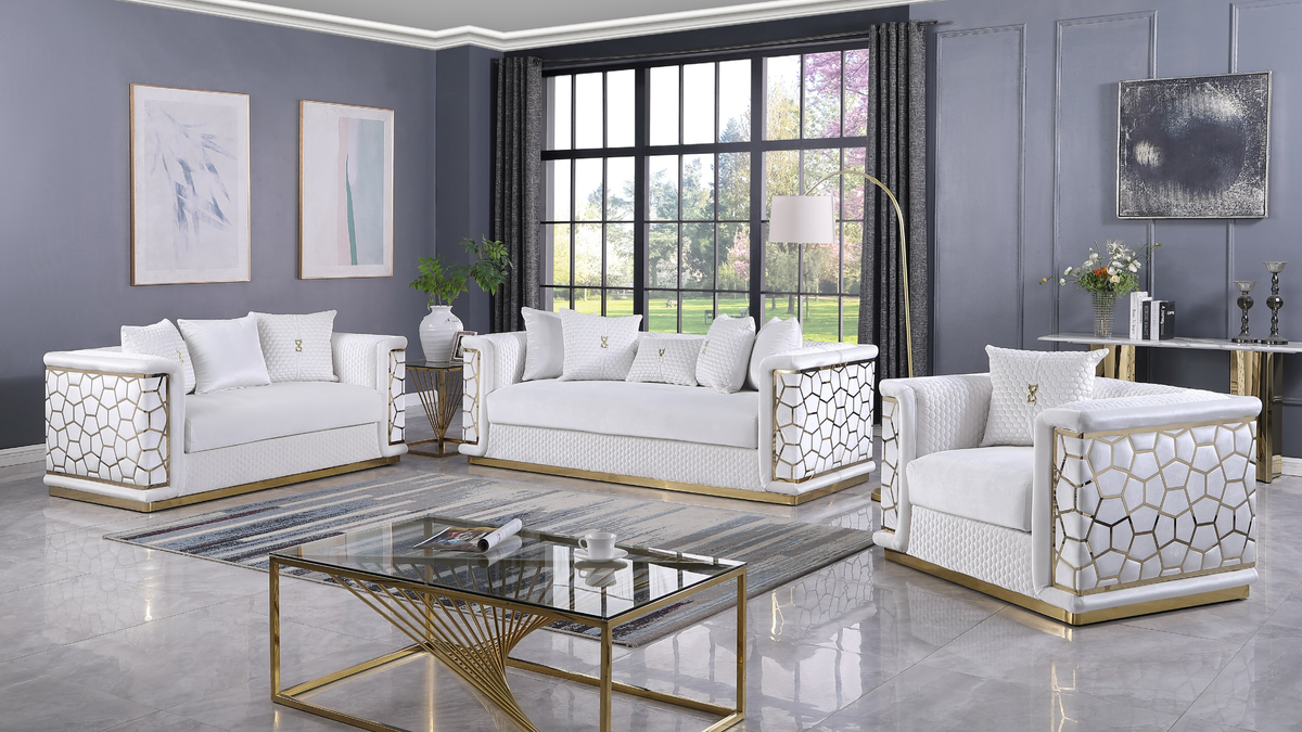 S1015 Stella Living Room Set White