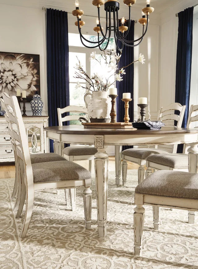 D743 7-Piece Dining Set Chipped White