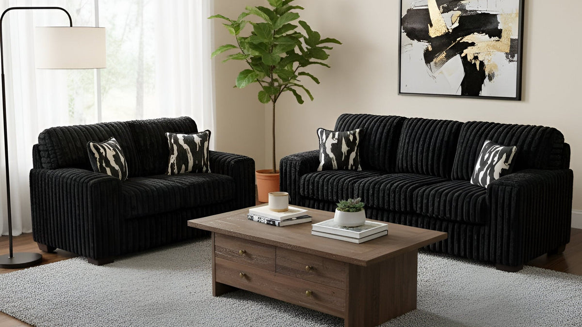 S319 2-Piece Sofa and Loveseat Set Black