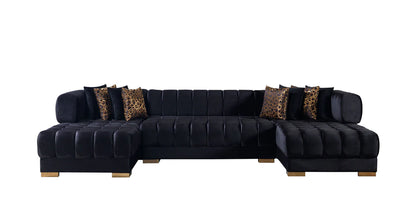 Ariana Black Velvet Double Chaise Sectional