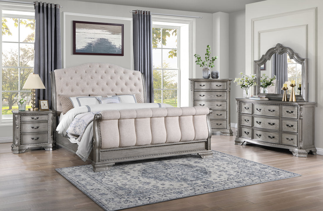 B1010 Bedroom Set Antique Silver