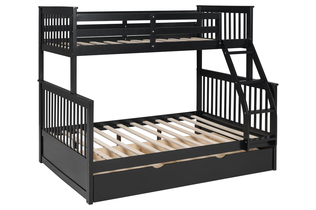BB21 White Twin/Full Trundle Bunk Bed Black