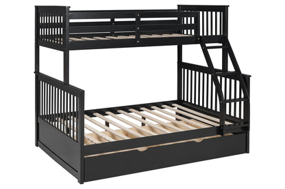 BB21 White Twin/Full Trundle Bunk Bed Black