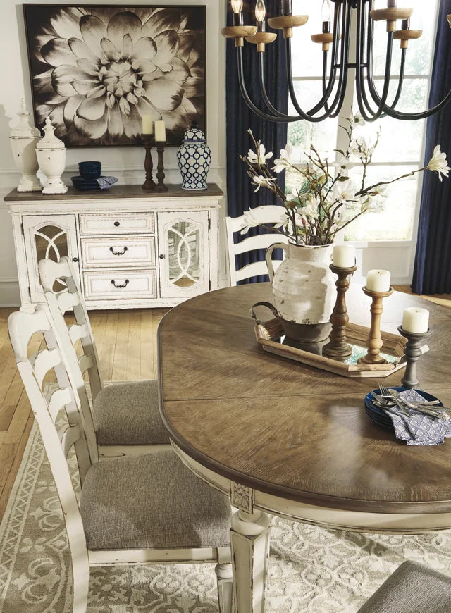 D743 7-Piece Dining Set Chipped White