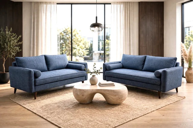 Vanti Sofa and Loveseat Set Blue