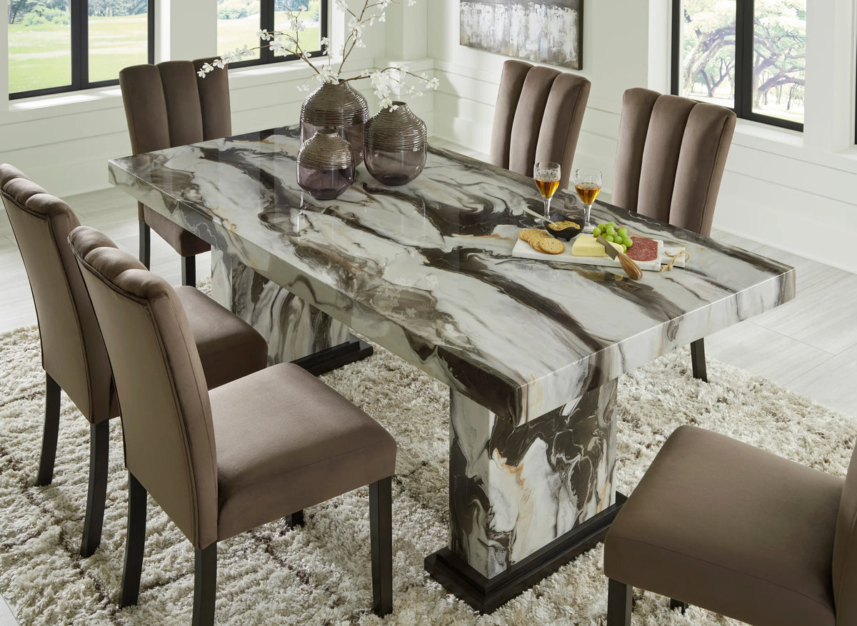 Ashley D581-26 7-Piece Dining Set Mocha and Beige