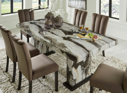 Ashley D581-26 7-Piece Dining Set Mocha and Beige