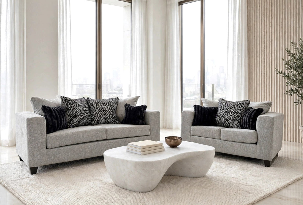 110 Sofa and Loveseat Set Gunmetal