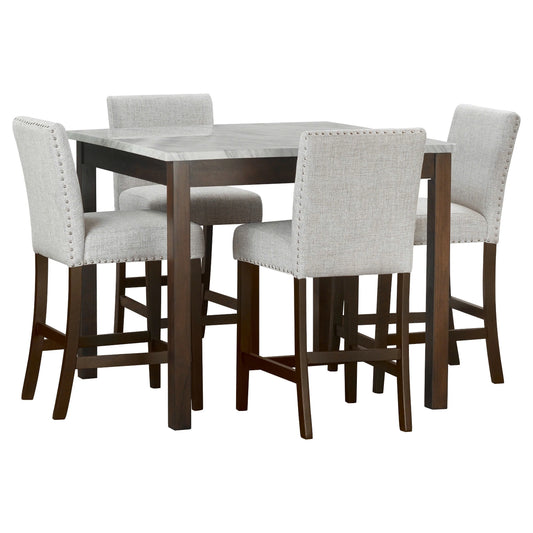 Dior Espresso/Linen 5-Piece Counter Height Set