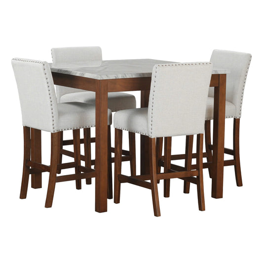 Dior Cherry Brown/Linen 5-Piece Counter Height Set