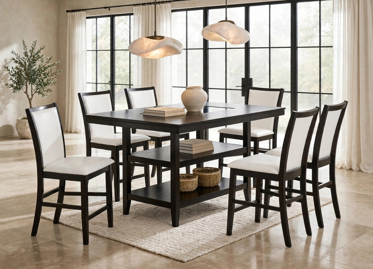 Condor 7-Piece Counter Height Dining Set Espresso and White