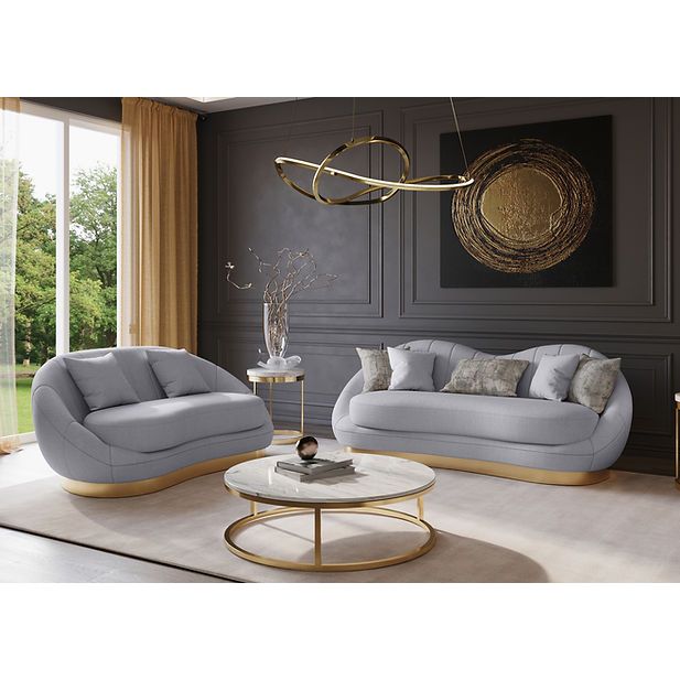 Olena S4046 Sofa and Loveseat Set Dove Grey