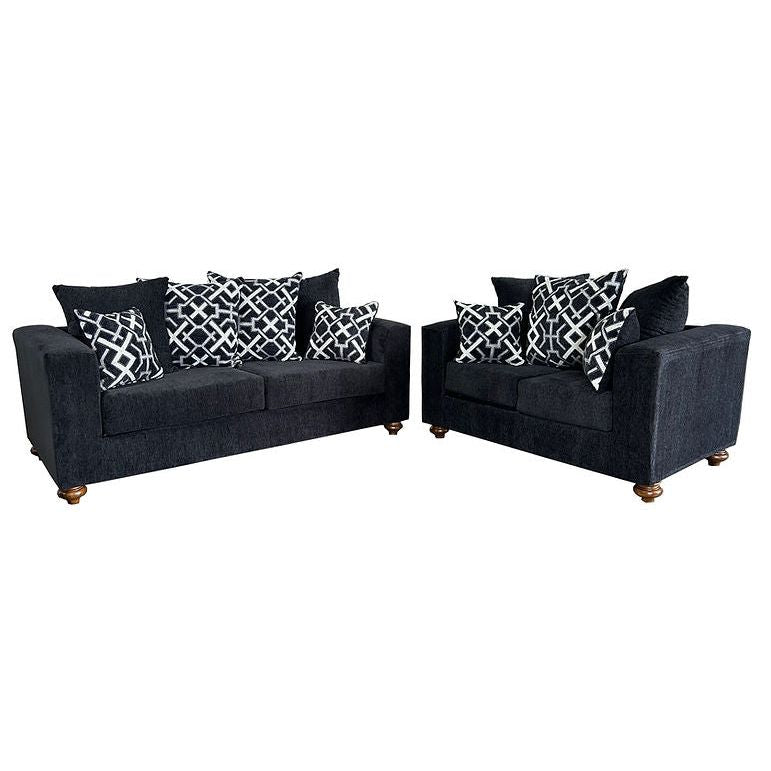 S305 Graphite 2-Piece Sofa and Loveseat Set Black