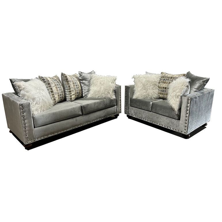 S315 2-Piece Sofa and Loveseat Set Silver