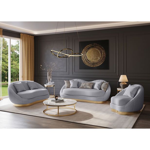Olena S4046 Sofa and Loveseat Set Dove Grey
