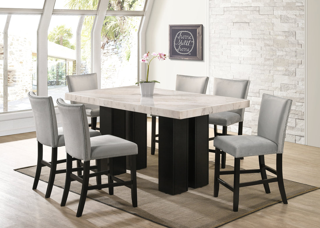 Finley 77497 7-Piece Dining Set Grey and Black