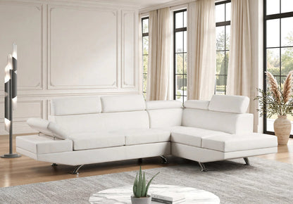 Moderno Stationary Sectional Sofa White
