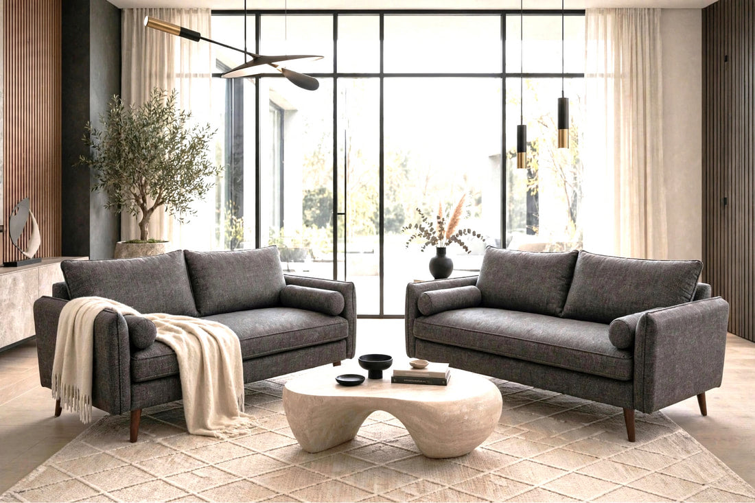 Vanti Sofa and Loveseat Set Dark Grey
