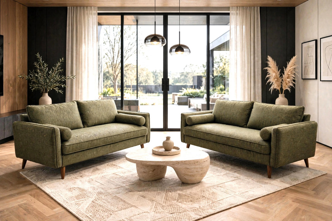 Vanti Stationary Sofa and Loveseat Set Green
