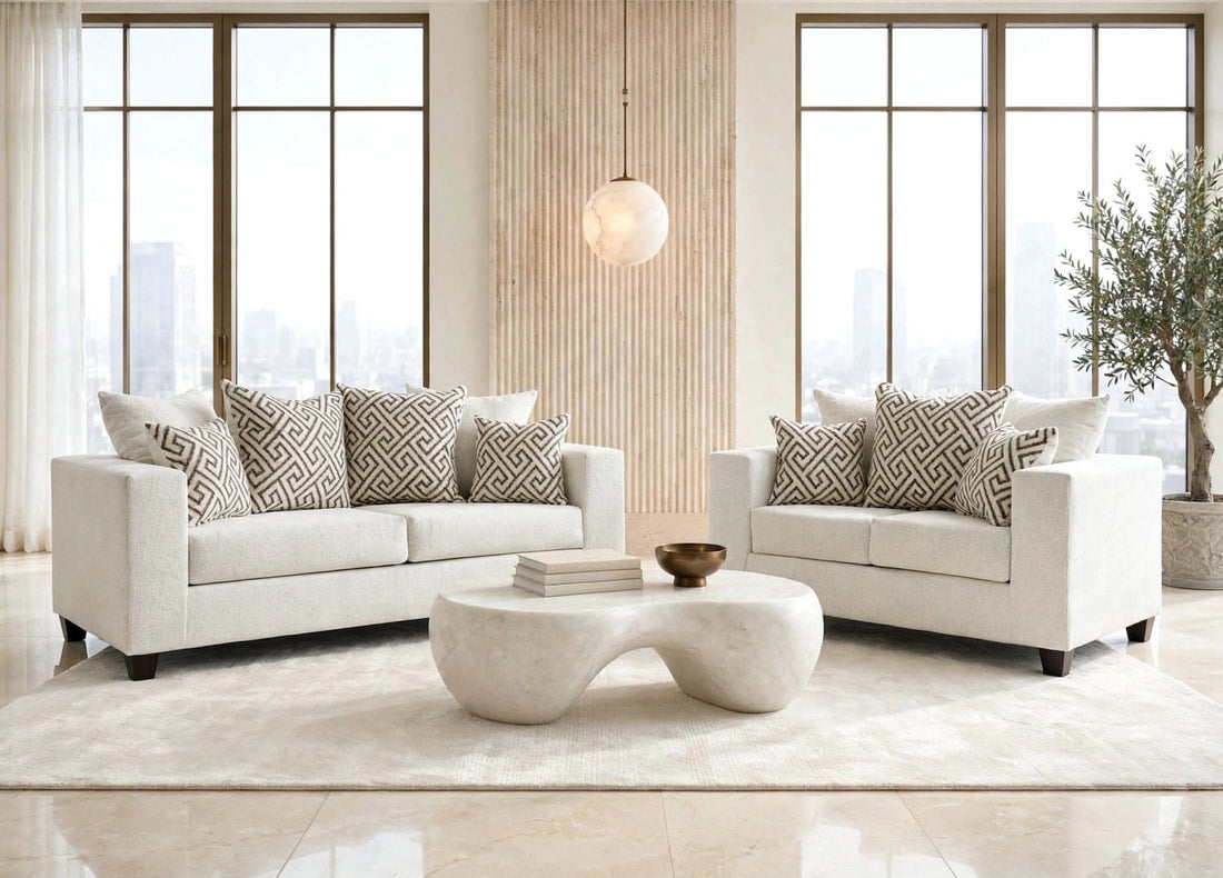 110 Stationary Sofa and Loveseat Set Stone