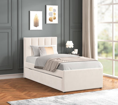 MAYA - Twin Platform Bed w/ Trundle Beige