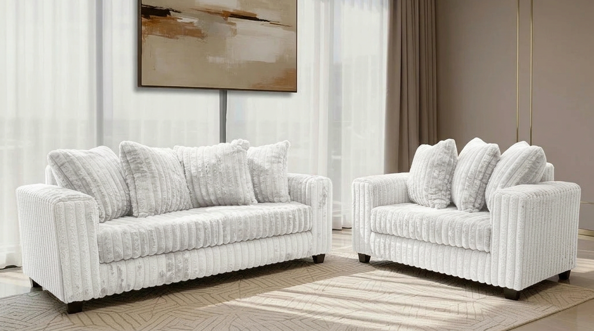 Gia S300 2-Piece Sofa and Loveseat Set Eggshell