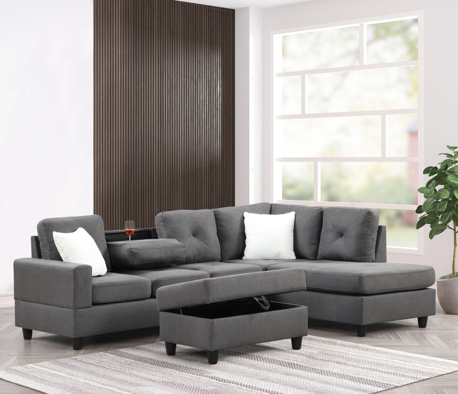 Rocket Reversible Sectional Sofa Charcoal