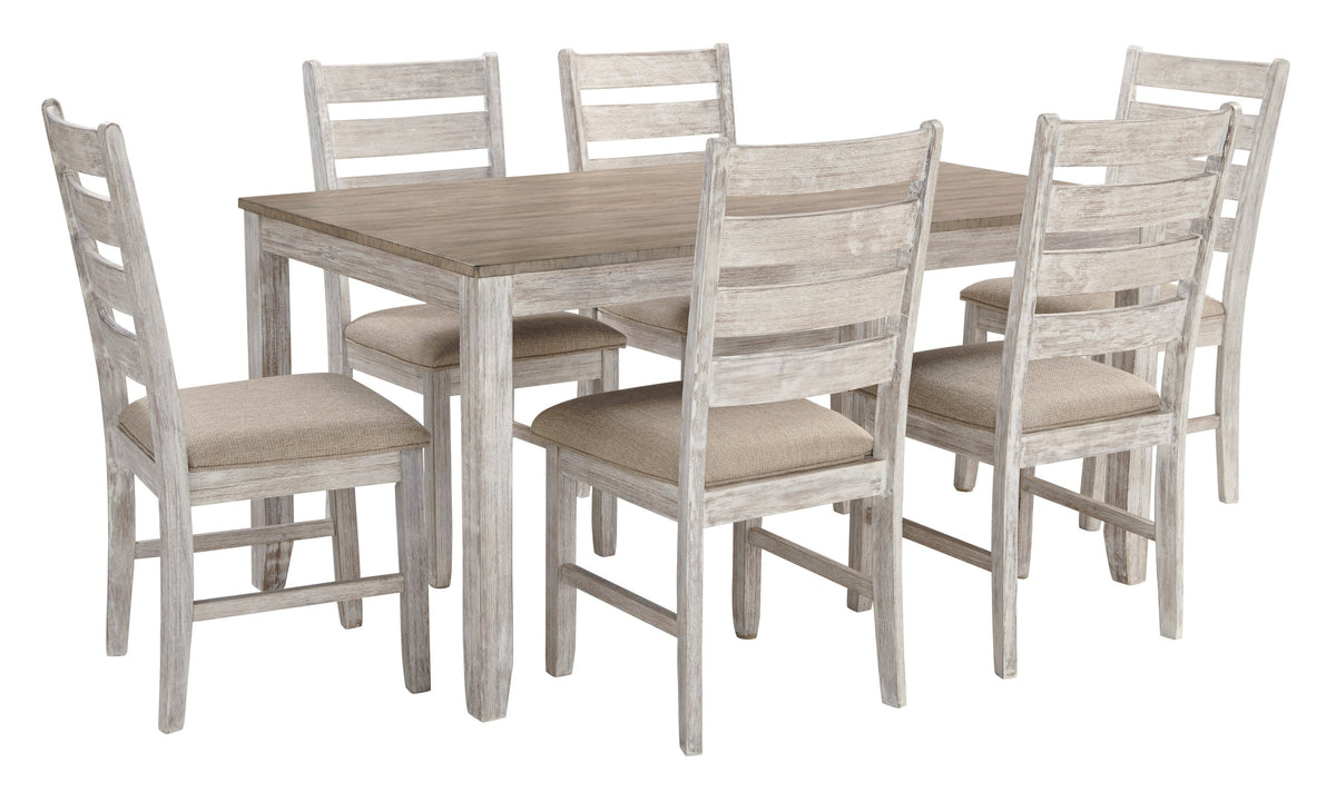 Ashley D394-425 7-Piece Dining Set White and Light Brown