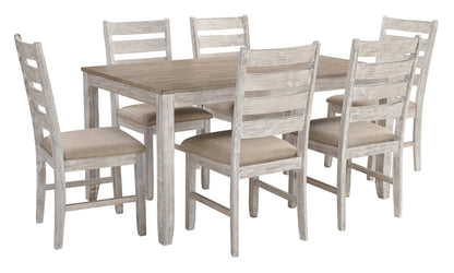 Ashley D394-425 7-Piece Dining Set White and Light Brown