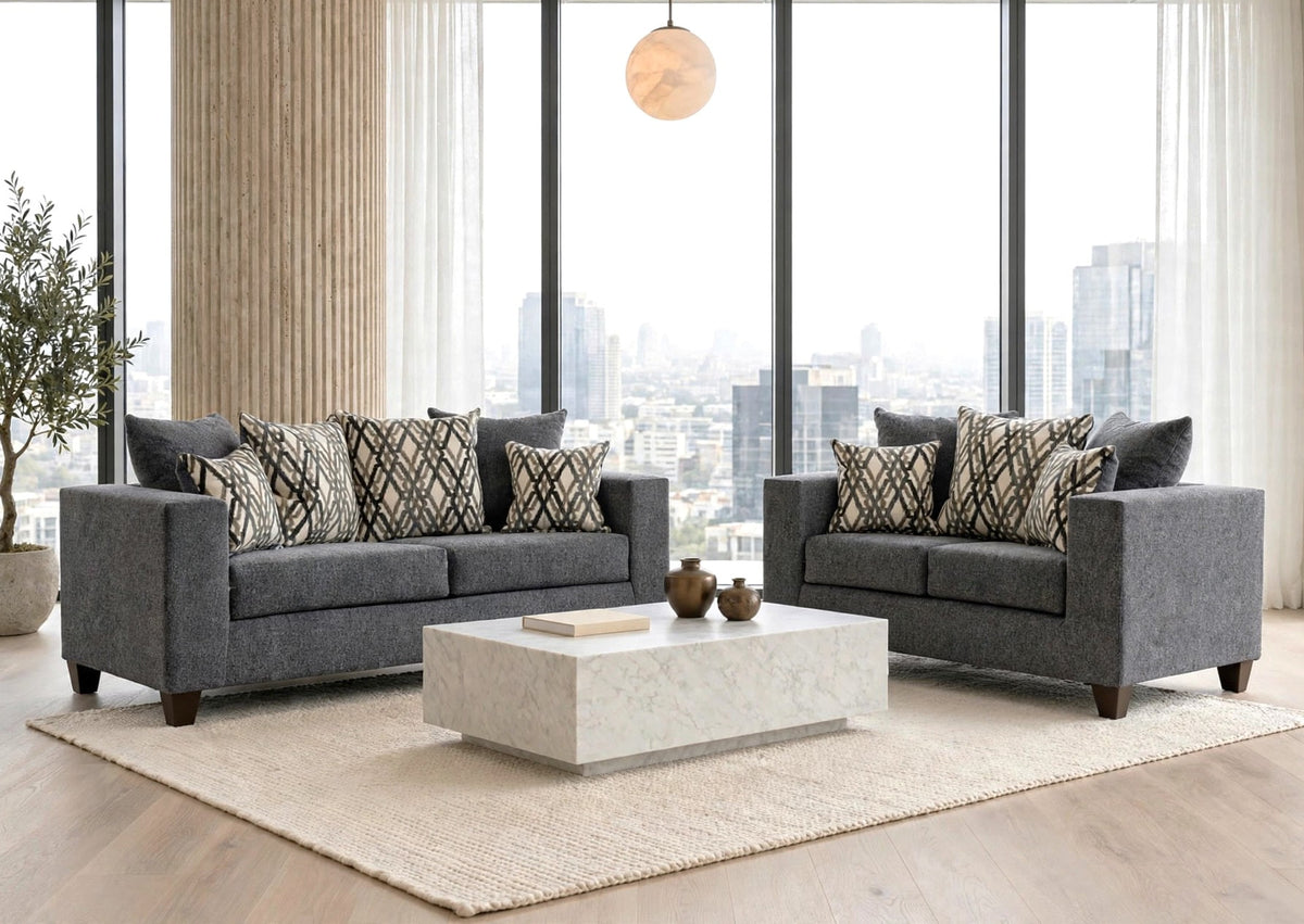110 Sofa and Loveseat Set Steel